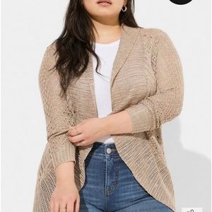 Torrid Pointelle Cardigan Curved Hem Sweater